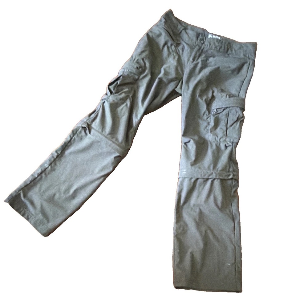 REI Womens 2P Convertible Hiking Pants Gray Zip Off Cargo Nylon Stretch Travel